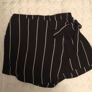 Black and white striped wrap skirt